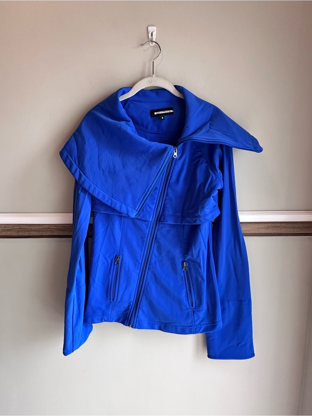 Anatomie Royal Blue Lugano Asymmetrical Jacket Zip Foldover Collar